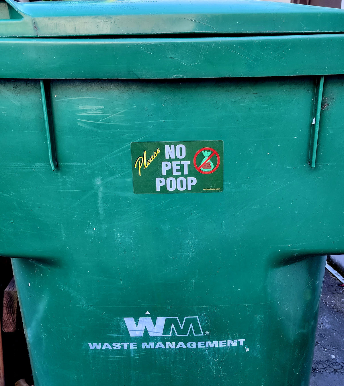"Please, No Pet Poop"  Trash Can Sticker. 6-pack