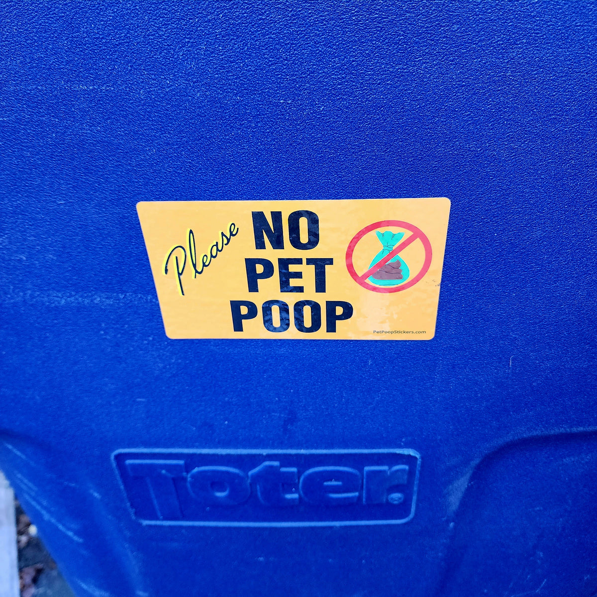 "Please, No Pet Poop"  Trash Can Sticker. 6-pack